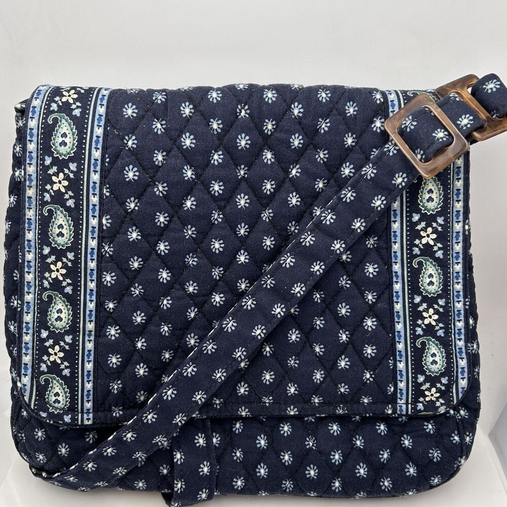 Vera Bradley Women's Quilted Purse Blue Faux Tortoise Shell Crossbody Bag